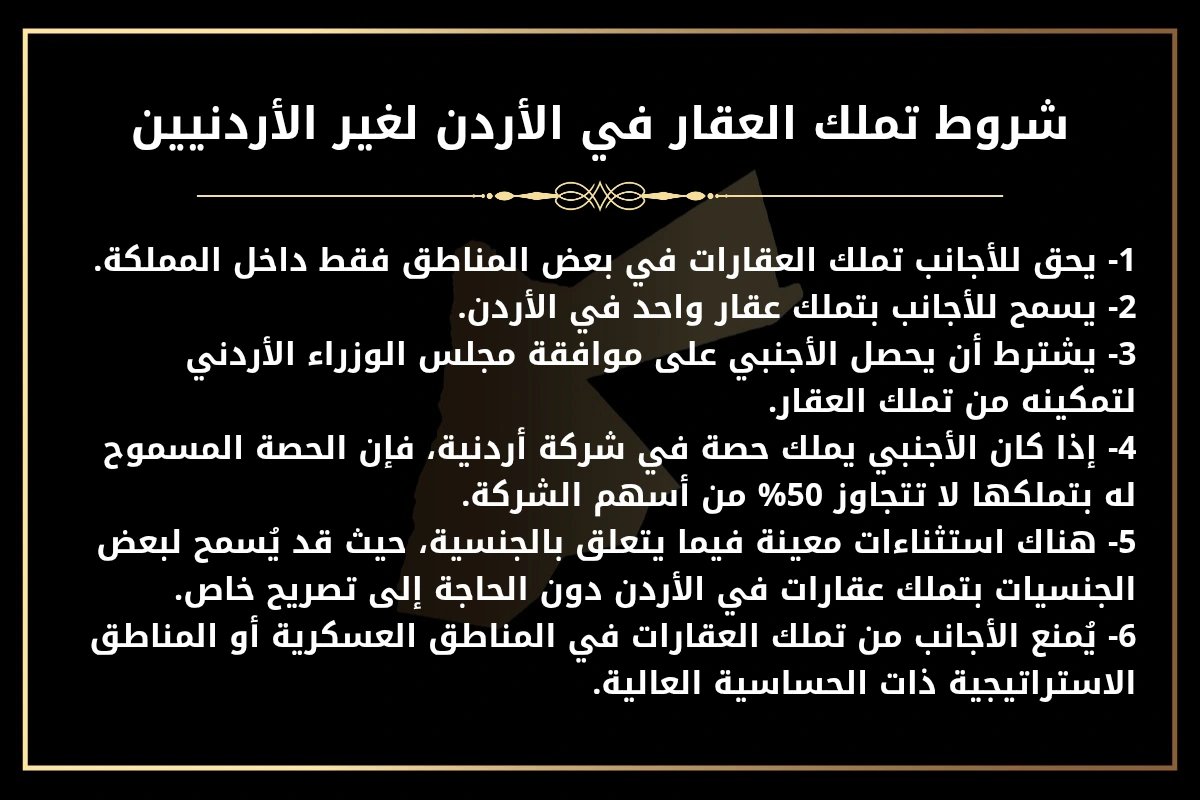 شروط تملك العقار في الأدرن لغير الأردنيين