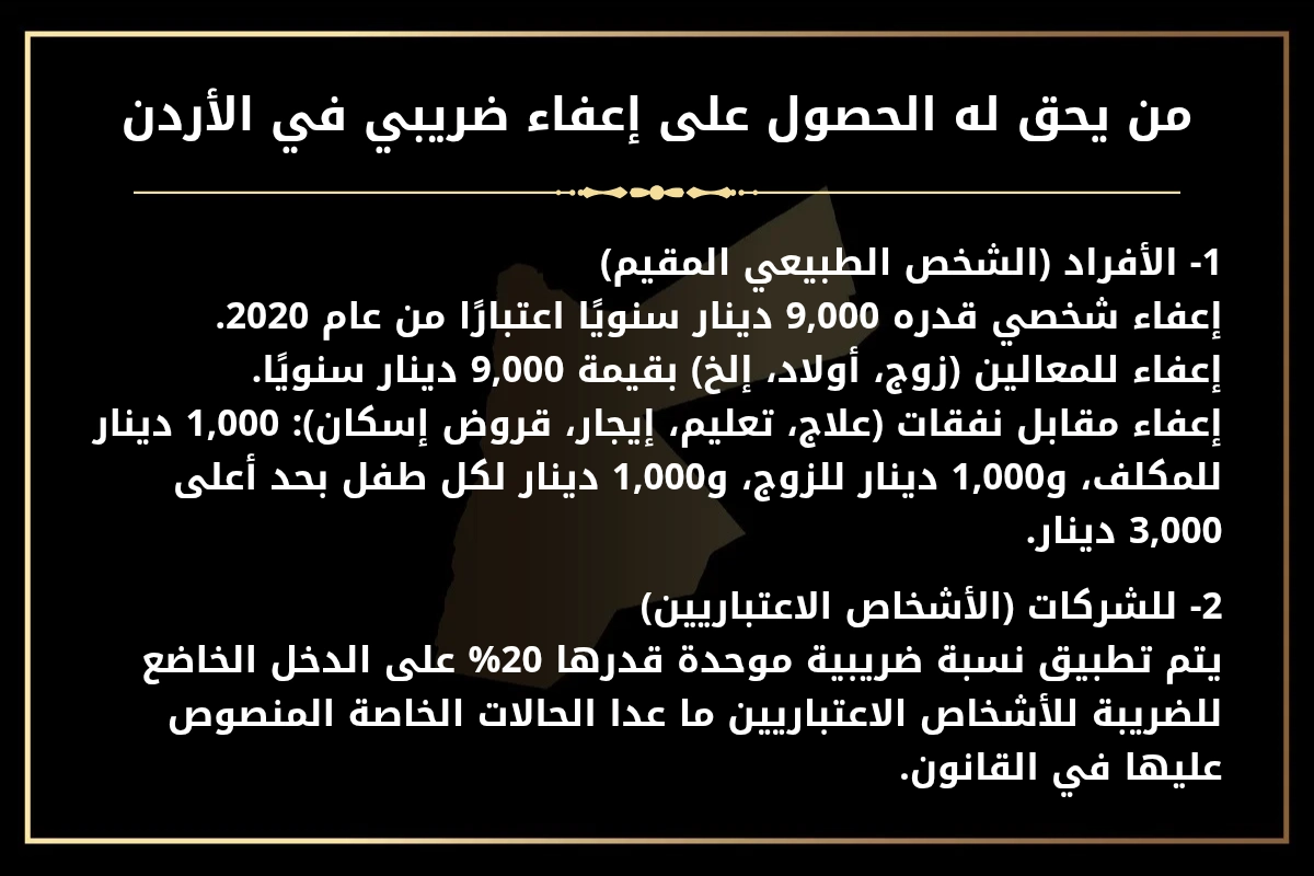 من يحق له الحصول على إعفاء ضريبي في الأردن